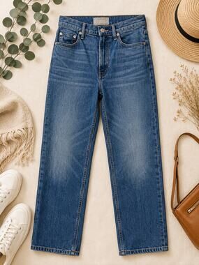Everlane Cheeky Straight Jeans Women's 26 High Rise Medium Wash Blue Denim